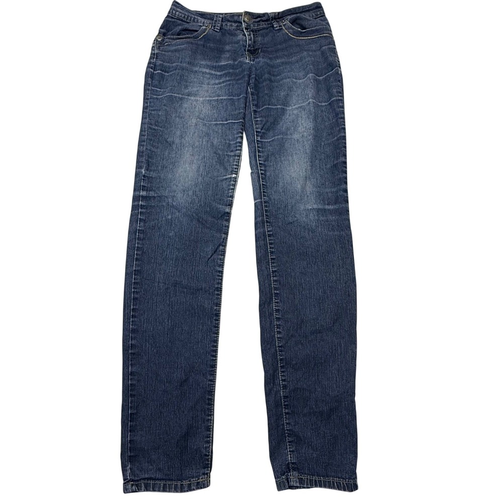 Risque Red Denim Company Womens Slim Straight Jeans Blue Medium Wash Size 7/8